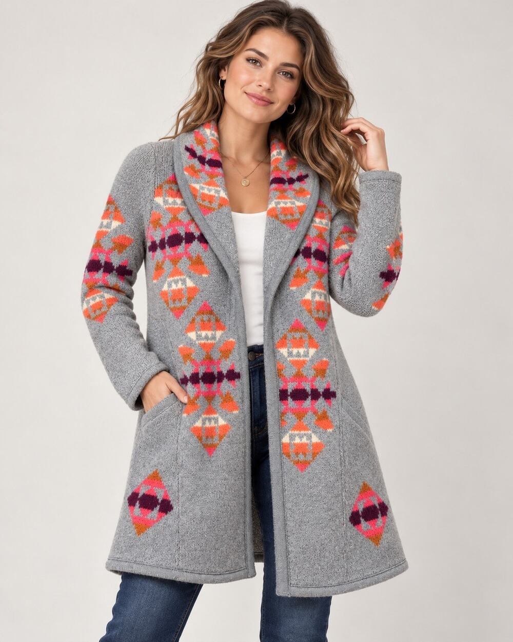 We The Free People Cardigan Womens XS Gray Navajo Tribal Aztec Sweater Rare